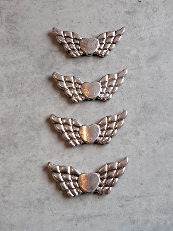 engelenvleugel hart zilver 40 mm x 20 mm 4 stuks