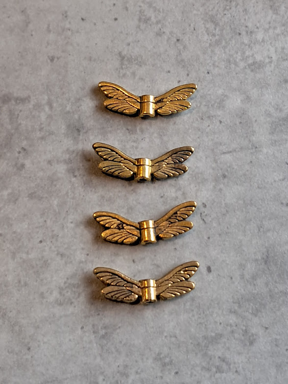 libellevleugel antiek goud 20 mm 5 mm 4 stuks