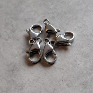 *karabijnsluiting zilver SS 15 mm 5 stuks