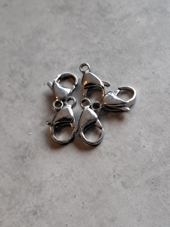 *karabijnsluiting zilver SS 15 mm 5 stuks