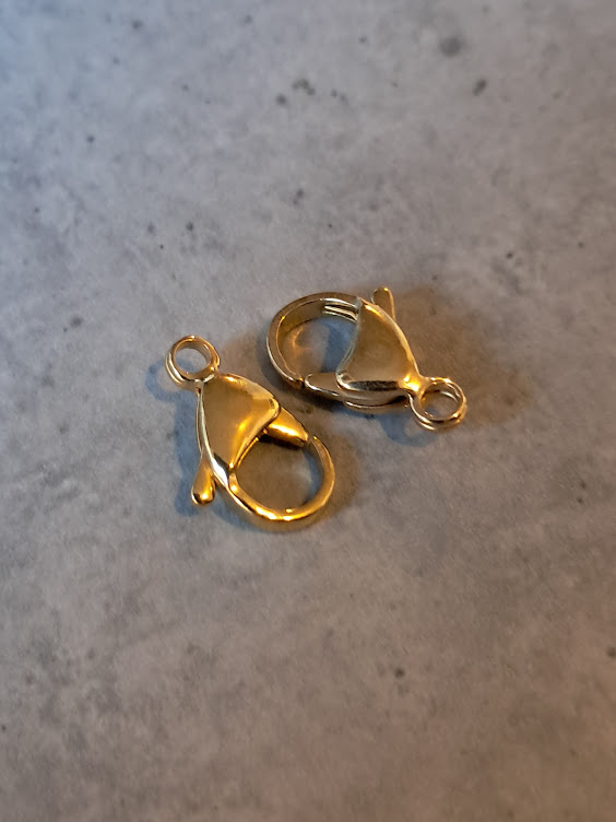 *karabijnsluiting goud SS 15 mm 2 stuks