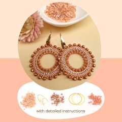 DIY kit ronde oorbellen - oudroze en goud