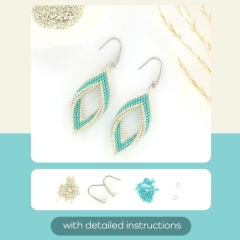 DIY kit twisted oorbellen - aqua en zilver
